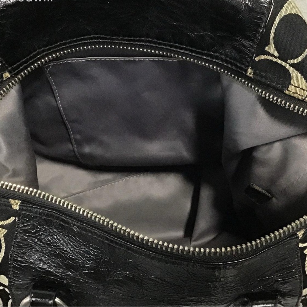 SOLD Coach Ashley Signature Black Leather Sateen Lined Shoulder Purse - Picture 4 of 5